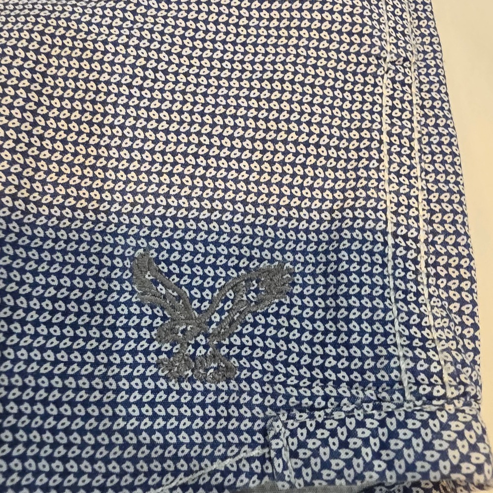 American Eagle Button Down Men Medium Blue Excellent Western Pearl Snap Shirt - Picture 2 of 10